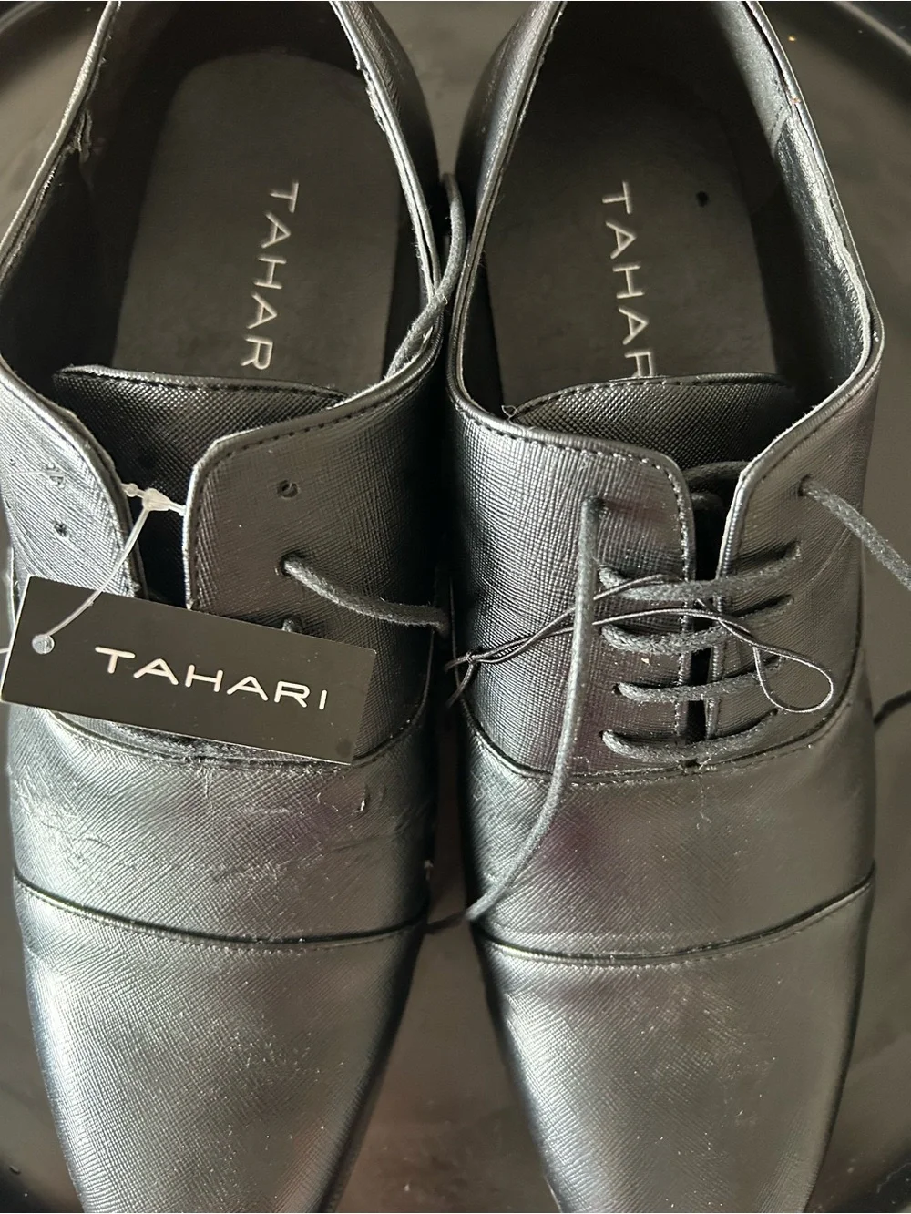Tahari Men's Black Lace-Up Oxford Dress Shoes